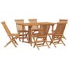 vidaXL Gar&eth;ur bor&eth;sett 7 pcs Br&uacute;nn Solid teak vi&eth;ur