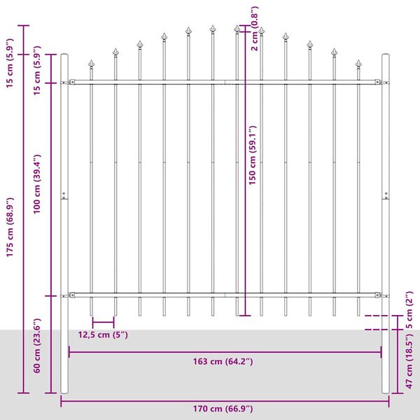 vidaXL Gar&eth;gir&eth;ing Woerden me&eth; Spj&oacute;ttoppi &uacute;r St&aacute;li 170x150 cm Sv&ouml;rt