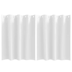 vidaXL Svartgard&iacute;nur me&eth; hringjum 2 pcs Hreint Hv&iacute;tt 140 x 140 cm