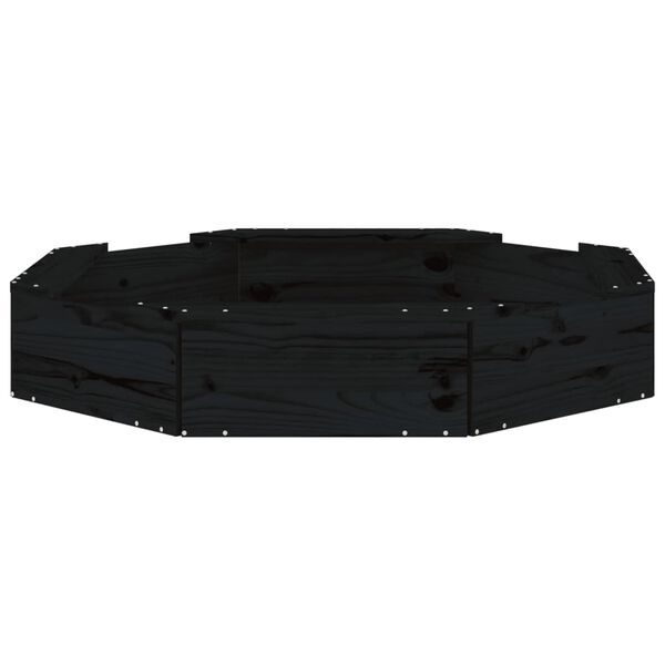 vidaXL Sandkassi með Sætum Svört átthyrningur Gegnheilum Viðarfuru