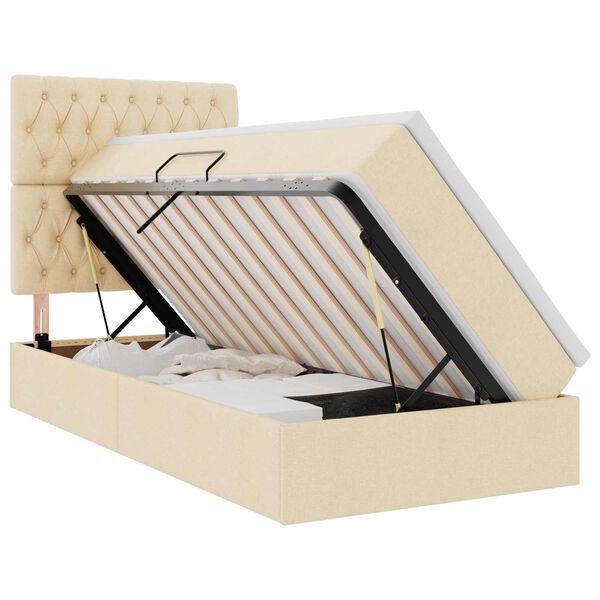 vidaXL R&uacute;m me&eth; geymslur&yacute;mi og d&yacute;nu me&eth; d&yacute;nu Krem 90 x 190 cm P&oacute;l&yacute;ester