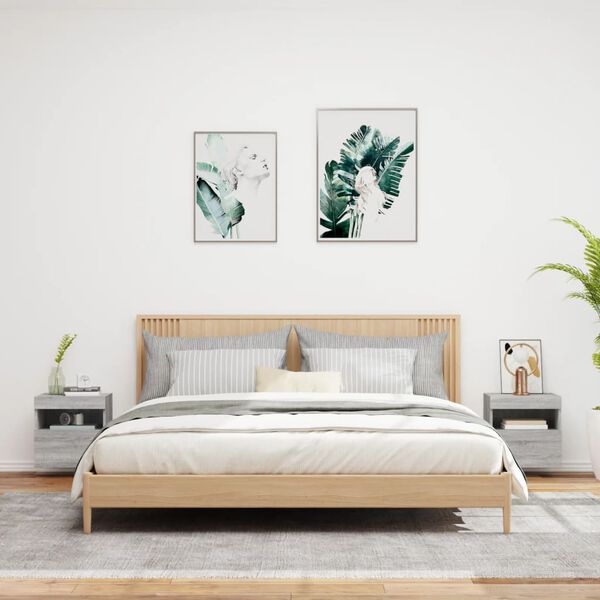 vidaXL Sj&oacute;nvarpssk&aacute;par me&eth; LED Lj&oacute;sum 2 stk. Gr&aacute;r Sonoma 40x30x40 cm