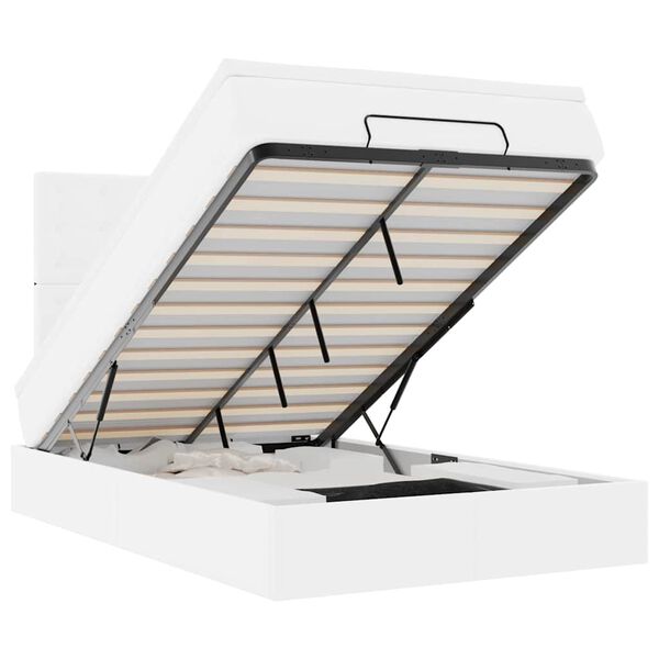 vidaXL Ottoman r&uacute;mgrind me&eth; d&yacute;nu Hv&iacute;tt 120x200cm gervi le&eth;ur