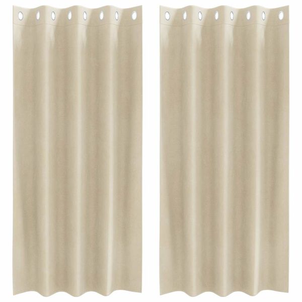 vidaXL Myrkratjöld 2 pcs Rjómalitur 140 x 175 cm Flauel