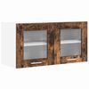 vidaXL Vegghengdur sk&aacute;pur me&eth; hur&eth; Reykta eik og hv&iacute;t 80 x 31 x 40 cm