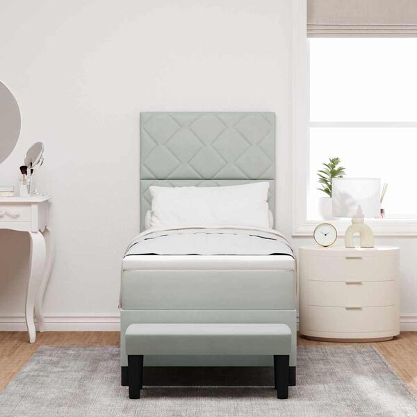 vidaXL Kassi vorinn rúm með dýnu Ljósgrátt 80 x 200 cm Flauel