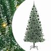 vidaXL Gervij&oacute;latr&eacute; me&eth; Snj&oacute;fl&ouml;kt og LED Lj&oacute;s Gr&aelig;nn og hv&iacute;tur 210 cm