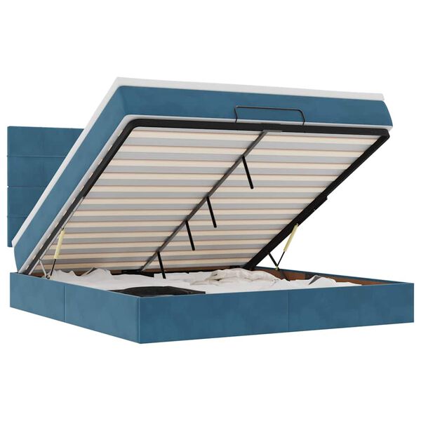 vidaXL Ottoman r&uacute;mgrind me&eth; d&yacute;num D&ouml;kkbl&aacute;r 180x200cm Flauel