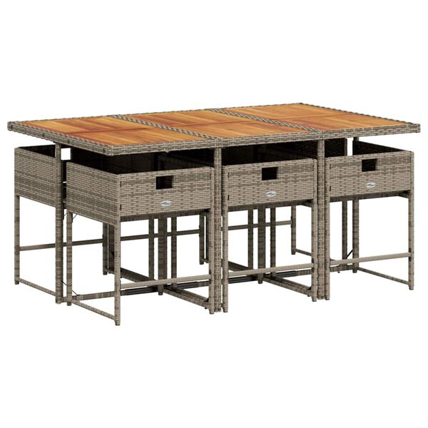 vidaXL 7 Parta Gar&eth;h&uacute;sgagnasett me&eth; Sessum Gr&aacute;tt P&oacute;l&yacute;rattan