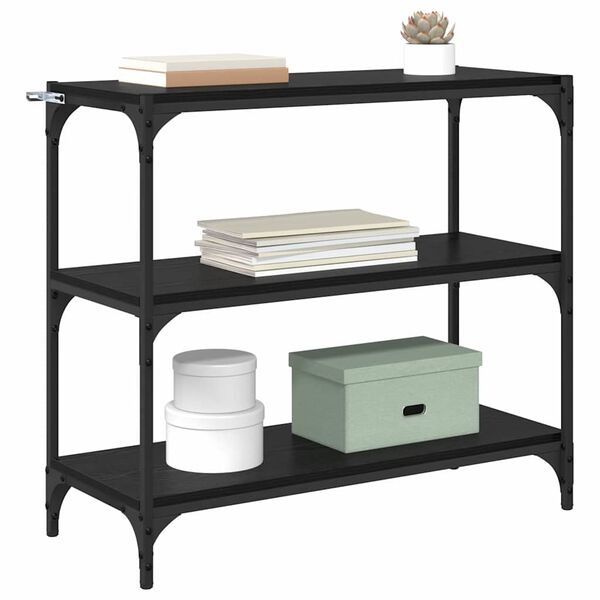 vidaXL B&oacute;kask&aacute;pur Svartur Eik 80 x 33 x 70,5 cm Virka&eth; tr&eacute; og j&aacute;rn