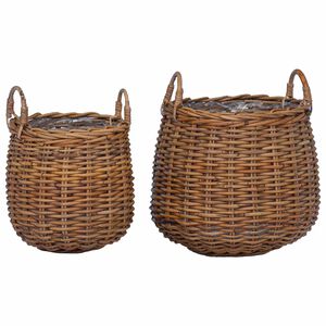 vidaXL Pl&ouml;ntuk&ouml;rfu me&eth; geymslu 2 pcs Br&uacute;nn Lacak Rattan