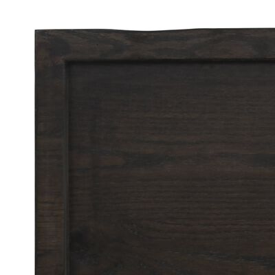 vidaXL Borðplata Dökkbrún 100x60x(2-6) cm Meðhöndluð Gegnheil Eik