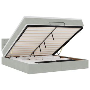 vidaXL Ottoman r&uacute;m me&eth; d&yacute;nu & LED lj&oacute;sgr&aacute;tt 180x200cm flauel