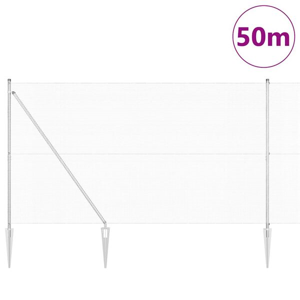 vidaXL Gir&eth;ingarp&oacute;stur Silfur 50 x 1,5 m (12 x 12 mm net) St&aacute;l