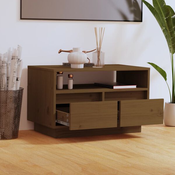 vidaXL Sjónvarpsskápur Ljósbrúnn 60x35x37 cm Gegnheil Fura