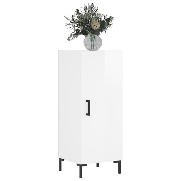 vidaXL Skenkur Háglansandi Hvítur 34,5x34x90 cm Samsettur Viður