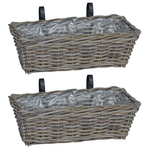 vidaXL Hangandi pl&ouml;ntu k&ouml;rfa 2 pcs Gr&aacute;r 48 x 22 x 15 cm Lacak rattan