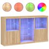 vidaXL Skenkur me&eth; LED Lj&oacute;sum Sonoma Eik 181,5x37x100 cm