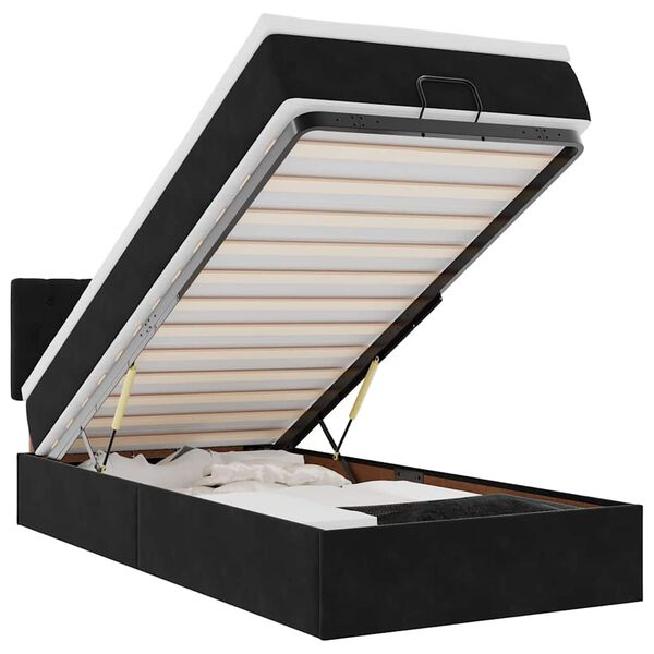 vidaXL Ottoman rúmgrind með dýnu Svart 80x200 cm flauel