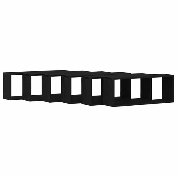 vidaXL Vegghettur 6 pcs Sv&ouml;rt eik 60 x 15 x 23 cm Samsettur vi&eth;ur