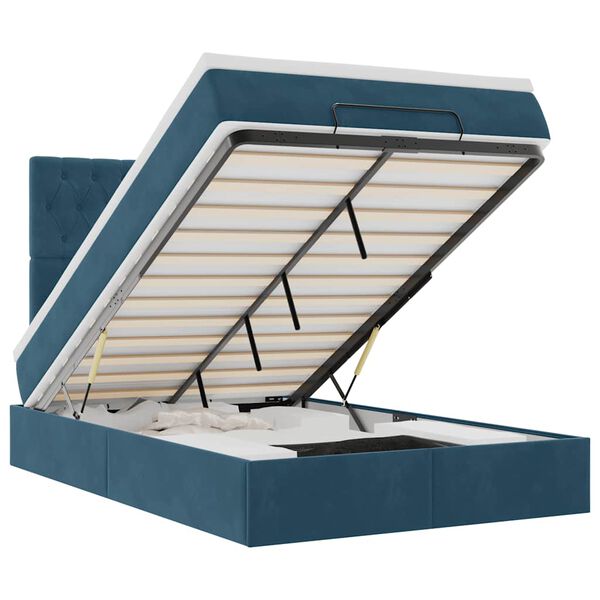 vidaXL Ottoman r&uacute;m me&eth; d&yacute;num og LED d&ouml;kkbl&aacute;tt 120x200cm flauel