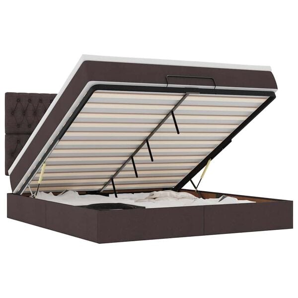 vidaXL Ottoman r&uacute;m me&eth; d&yacute;nu D&ouml;kkbr&uacute;nt 160x200 cm Efni