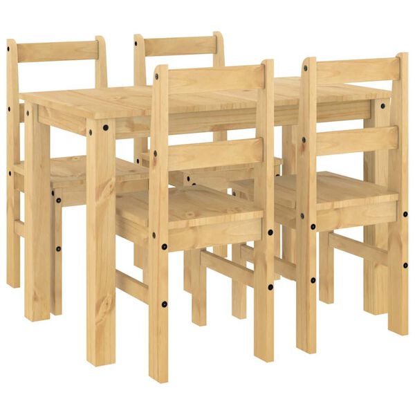 vidaXL 5 Hluta Borðsett „Panama“ Gegnheil Fura