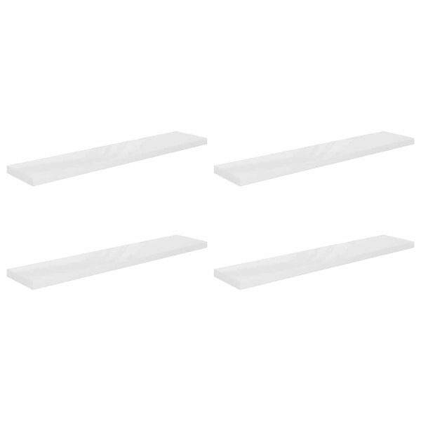 vidaXL Vegghengdar Hillur 4 stk. H&aacute;glans Hv&iacute;tar 120x23,5x3,8 cm MDF