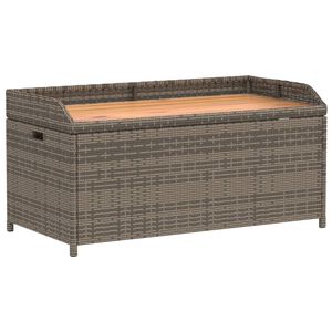 vidaXL Geymslubekkur 100x50x52 cm Gr&aacute;tt P&oacute;l&yacute;rattan og Akas&iacute;a