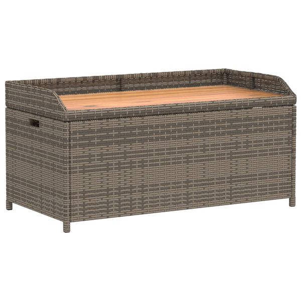 vidaXL Geymslubekkur 100x50x52 cm Gr&aacute;tt P&oacute;l&yacute;rattan og Akas&iacute;a