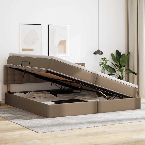 vidaXL R&uacute;m me&eth; geymslur&yacute;mi og d&yacute;nu Kappuccino 200 x 200 cm Gervile&eth;ur