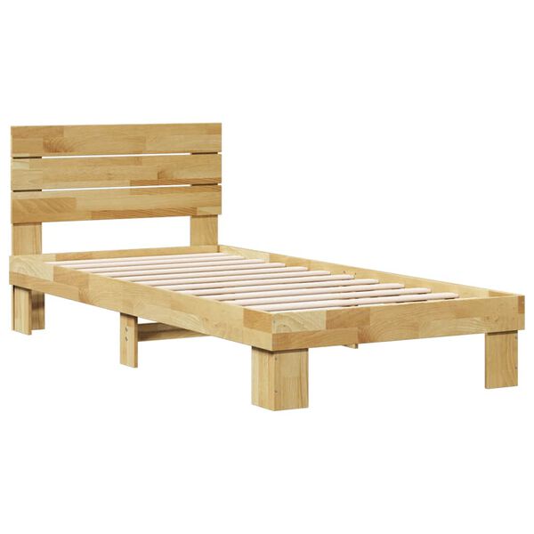 vidaXL R&uacute;mgrind me&eth; h&ouml;fu&eth;gafli &aacute;n d&yacute;nu 90x200 cm Solid Wood Eik