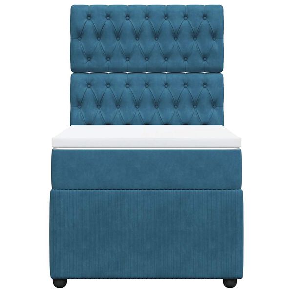 vidaXL H&oacute;lfa&eth; Springr&uacute;m me&eth; D&yacute;nu Bl&aacute;tt 100x200 cm Flauel