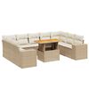 vidaXL 10 Hluta Gar&eth;s&oacute;fasett me&eth; Sessum Drappa&eth; P&oacute;l&yacute;rattan