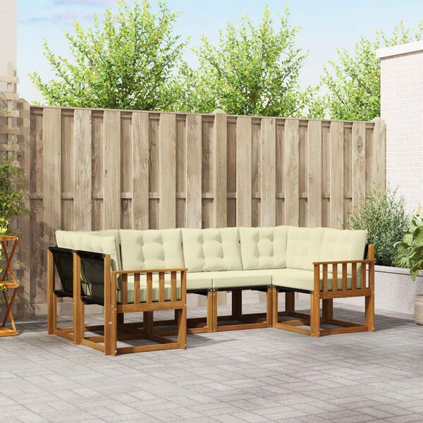 vidaXL &Uacute;ti s&oacute;fasett me&eth; p&uacute;&eth;i 6 pcs N&aacute;tt&uacute;rulegt og Krem