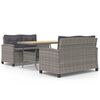 vidaXL 3 Hluta Gar&eth;bor&eth;stofusett me&eth; Gr&aacute;um Sessum P&oacute;l&yacute;rattan
