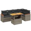 vidaXL 6 -Hluta Gar&eth;s&oacute;fasett me&eth; Sessum Gr&aacute;tt P&oacute;l&yacute;rattan