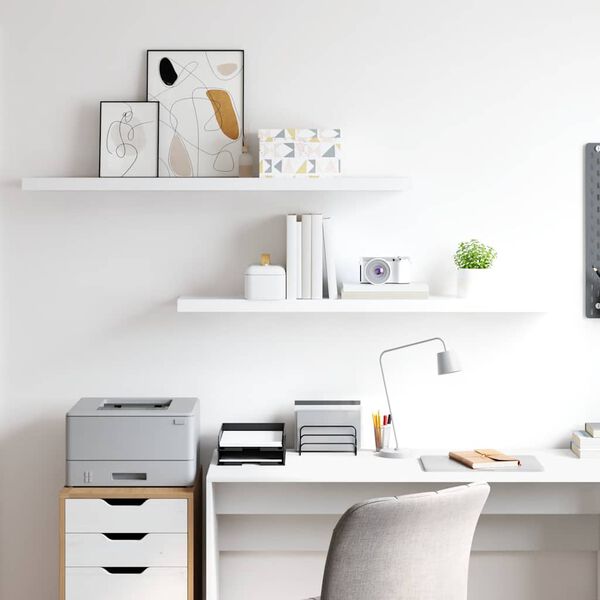 323821 vidaXL Floating Wall Shelves 2 pcs White 120x23,5x3,8 cm MDF