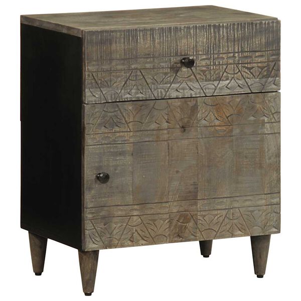 vidaXL Náttborðsskápur Ljósgrár 50x33x60 cm Solid Wood Mangó