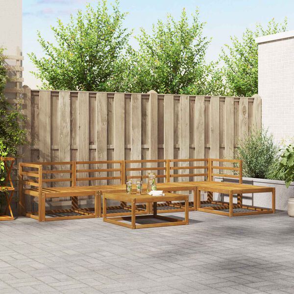 vidaXL &Uacute;ti s&oacute;fasett me&eth; p&uacute;&eth;i 6 pcs N&aacute;tt&uacute;rulegt og Krem