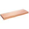 vidaXL Vegghilla Lj&oacute;sbr&uacute;n 80x30x(2-6) cm Me&eth;h&ouml;ndlu&eth; Gegnheil Eik