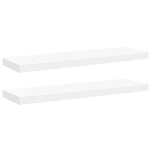 vidaXL Flj&oacute;tandi Vegghillur 2 stk. Hv&iacute;tar 80x23,5x3,8 cm MDF