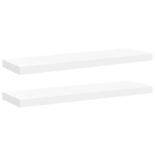 vidaXL Flj&oacute;tandi Vegghillur 2 stk. Hv&iacute;tar 80x23,5x3,8 cm MDF