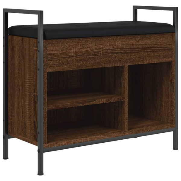 vidaXL Skóbekkur Brún Eik 65,5x32x57,5 cm Samsettur Viður