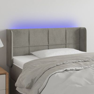 vidaXL LED Höfðagafl 103x16x78/88 cm Ljósgrátt Flauel