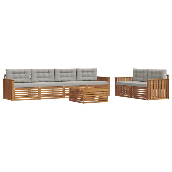 vidaXL &Uacute;ti s&oacute;fasett me&eth; p&uacute;&eth;i 7 pcs N&aacute;tt&uacute;rulegt og Lj&oacute;st Gr&aacute;tt