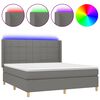 vidaXL H&oacute;lfa&eth; Springr&uacute;m me&eth; D&yacute;nu&LED D&ouml;kkgr&aacute;tt 160x200cm Tauefni