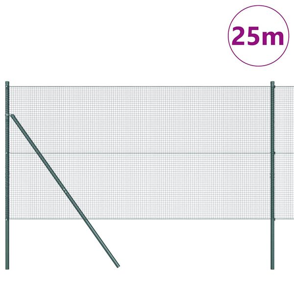vidaXL Gir&eth;ingarp&oacute;stur Gr&aelig;nn 25 x 1,4 m (16 x 16 mm net) St&aacute;l og PVC