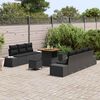 vidaXL Gar&eth;s&oacute;fa sett me&eth; p&uacute;&eth;i me&eth; geymslu 10 pcs Svartur Poly rattan