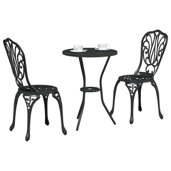vidaXL Gar&eth; Bistro Set 3 pcs Svartur &Aacute;l